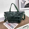 thumbnail image 4 of Bolso Bandolera Bolso de mensajero de nylon acolchada espacial Bolso cruzada con cremallera de color sólido (Verde), 4 of 5