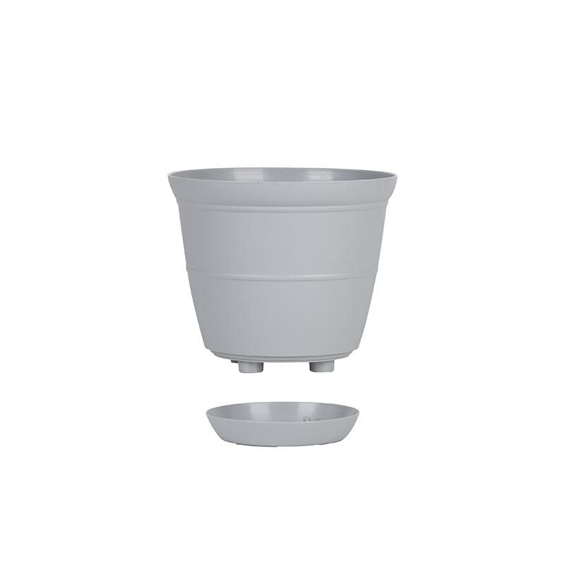 Mainstays Basic Bell Planter 12 inch Grey, Classic Design with Attached Tray Durable Weather Resistant Matte Finish
