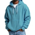 thumbnail image 2 of Men's Waffle Knit Quarter Zip Hooded Sweatshirt - Casual Solid Color Long Sleeve Pullover Hoodie with Zipper Sky Blue 5XL, 2 of 4