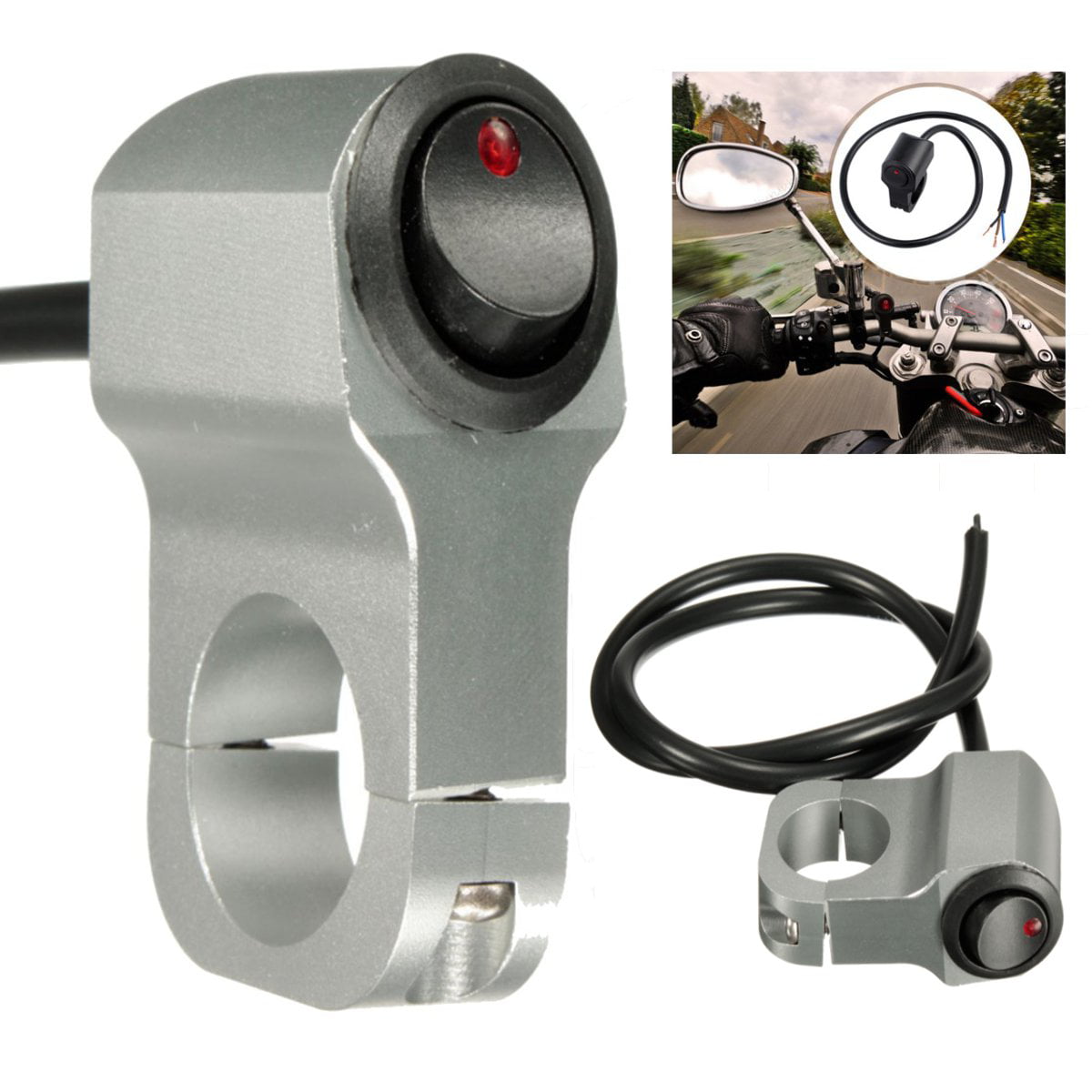 Aluminum Alloy 7//8/'/' Motorcycle Handlebar Grip Headlight Dual Switch Waterproof