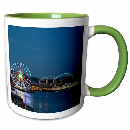 

3dRose USA Washington Seattle Great Wheel Pier 57 - US48 JWI4079 - Jamie and Judy Wild - Two Tone Green Mug 15-ounce