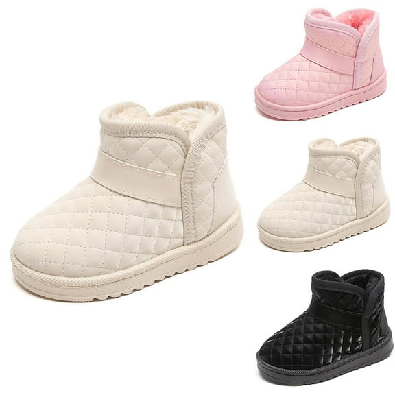 Comfy Girls' Snow Boots Fleece Lined Slip-On Boots Soft Sole Thicken Flatform Comfortable Footwear Indoor Outdoor Winter Fashion Foorwear