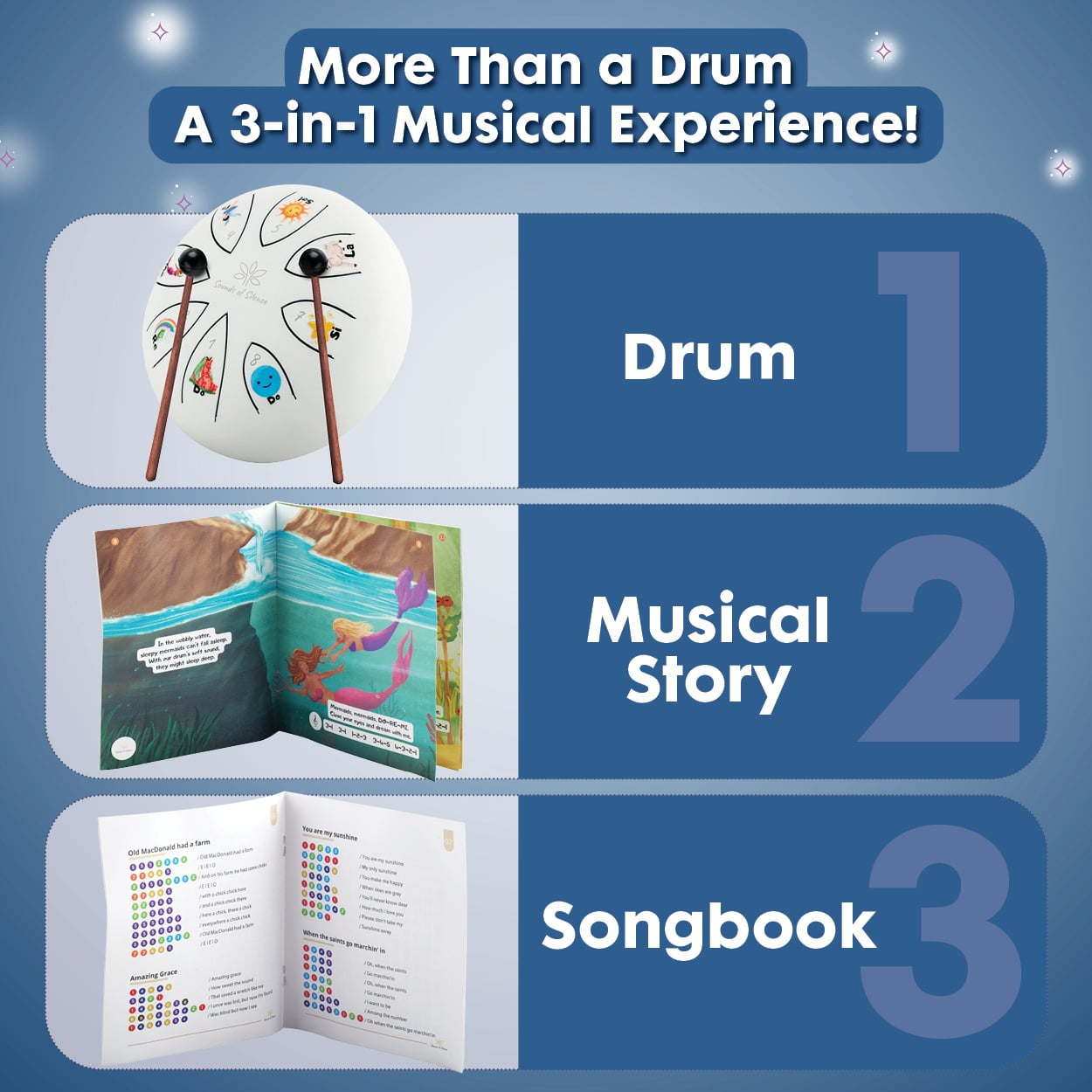 Sounds of Silence Steel Tongue Drum for Kids with Songbook, Bedtime Storybook and Carry Bag 6 inch 8 Notes