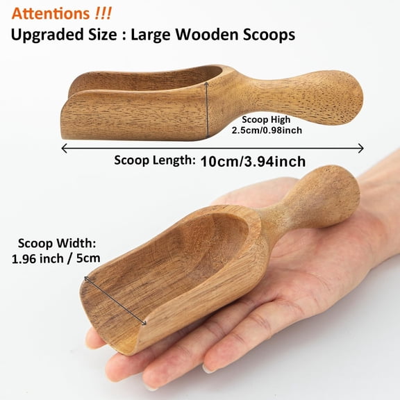 Natural Wooden Measuring Spoon for Jars, Multipurpose Wood Scoop for Coffee, Seasoning, Laundry Powder, Kitchen & Daily Measuring Use