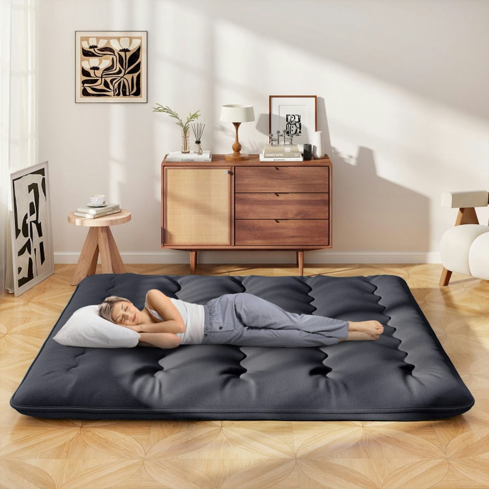 Yardi Yarda Mattress with Washable Cover and Foldable Mat, Floor Mattress for Indoor, King Size, Black