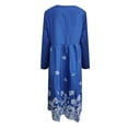thumbnail image 4 of Moda mujer verano estampado casual cuello pico botón manga larga vacaciones bolsillos vestido Fridja  yut5982, 4 of 4