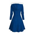 thumbnail image 6 of Women's Cardigan Dress Hooded Dress Longline Knit Fleece Trim Solid Color Casual Winter Dress for Loungewear Holiday,Blue,S, 6 of 7