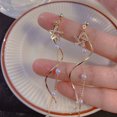 1Pair New Long Crystal Earrings Temperament Star Imitation Pearl Long Tassel Drop Earrings for