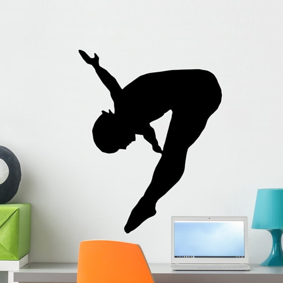 Gymnastic Silhouette Wall Decal by Wallmonkeys Peel and Stick Graphic (24 in H x 19 in W) WM350700