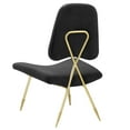 thumbnail image 4 of Modern Contemporary Urban Design Living Room Lounge Club Lobby Accent Chair, Velvet Fabric Metal Steel, Black, 4 of 5
