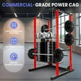thumbnail image 4 of Red Adjustable Power Cage, 1200 LBS Capacity Multi-Functional Squat Rack with 14 Holes, Anti-Slip Base and Training Attachments for Home Fitness Training, 4 of 7