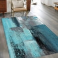 thumbnail image 2 of Turquoise Grey Abstract Art Area Rugs 4x6 ft Teal Blue Graffiti Retro Gradient Washable Rug Non Slip Indoor Carpet Absorbent Floor Mat for Living Room Bedroom Dining Room, 2 of 9