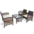 thumbnail image 2 of 4 Pieces Wicker Patio Furniture Set, PE Rattan Outdoor Furniture Set, Patio Bistro Set with Glass Coffee Table, Outdoor Furniture Set for Garden, Backyard, Porch, Balcony, Poolside, JA2162, 2 of 10