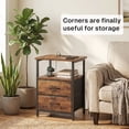 thumbnail image 6 of Behome Nightstand with Charging Station, Bedside Table with Storage, End Tables with USB Ports and Outlets for Bedroom, Living Room,Rustic Brown, 6 of 7