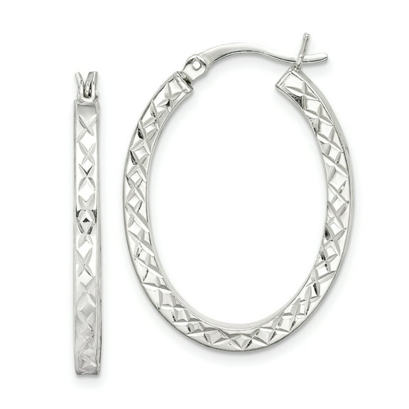 Primal Silver Sterling Silver Diamond-cut Hoop Earrings