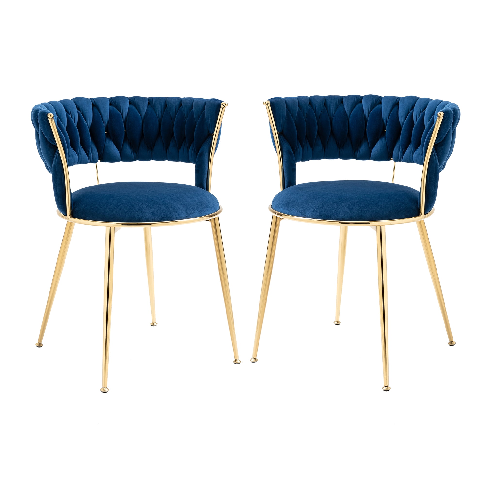 HOMEFUN Modern Navy Blue Velvet Accent Dining Chair with Metal Legs