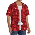 thumbnail image 2 of KLL Playful Red Cartoon Faces Print Men's Shirt Short Sleeve Button Down Summer Cuba Beach Shirts- 4X-Large, 2 of 5