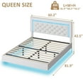 thumbnail image 5 of 4 EVER WINNER Queen Floating Bed Frame with LED Lights, LED Upholstered Platform Bed Frame with Diamond Tufted Headboard, White LED Bed Frame for Bedroom, White, 5 of 6