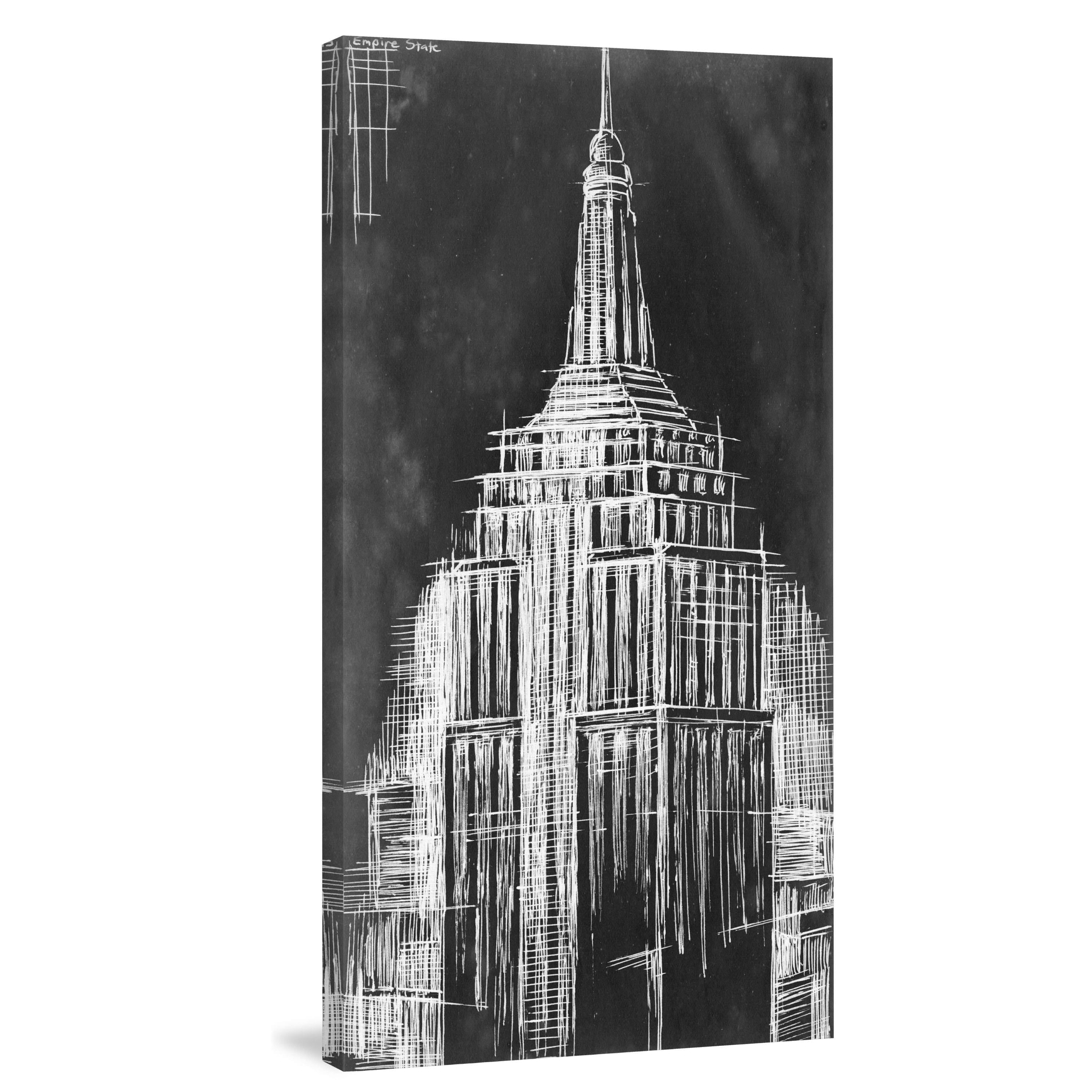 Marmont Hill "Empire State Blueprint" Painting Print on Wrapped Canvas