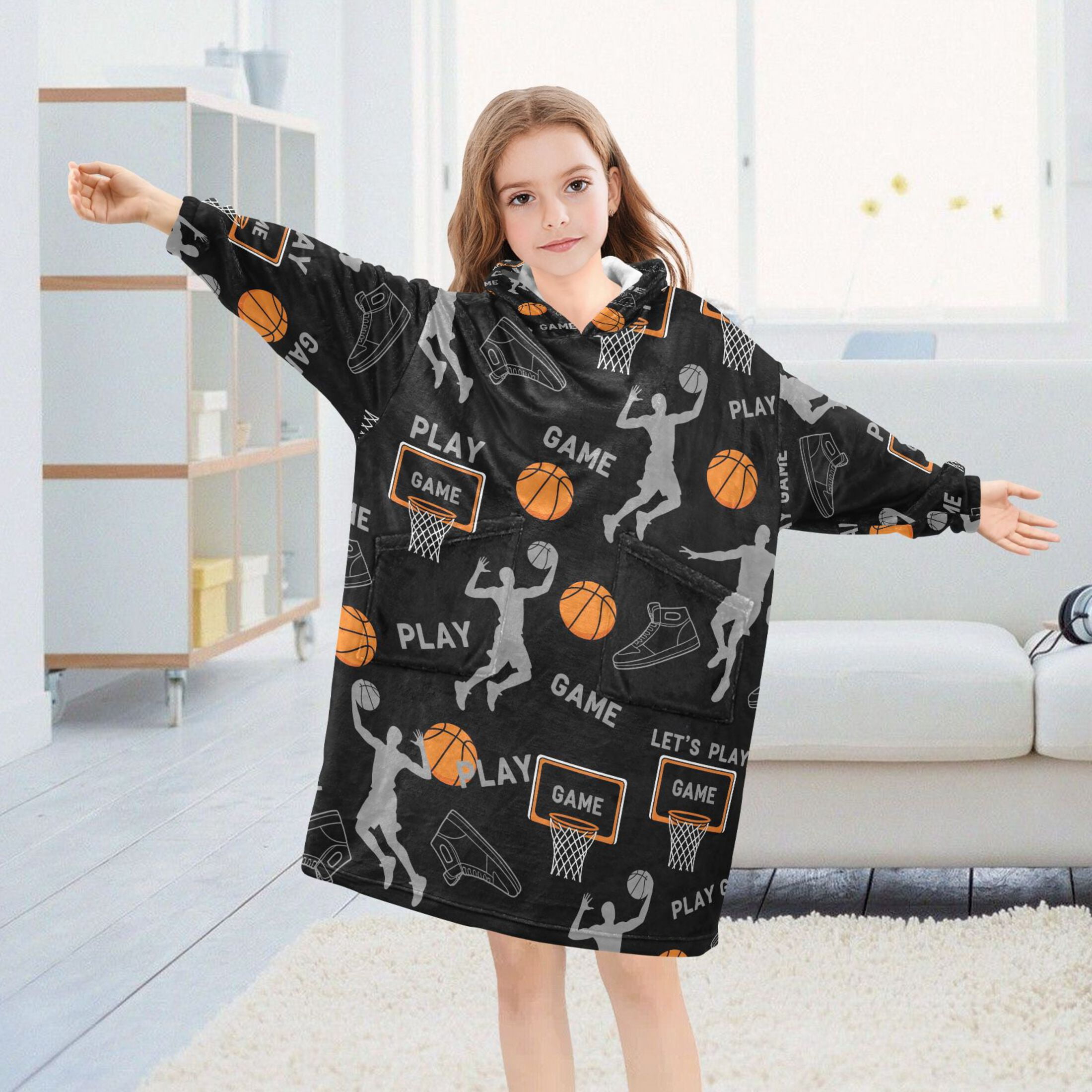joogoo Blanket Hoodie Basketball Player for Oversize Sweatshirt Boys Girls 3-14 YR L
