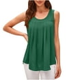 thumbnail image 2 of Wycnly Womens Tank Tops Loose Casual Solid Pleated Swing Tunic Tank Tops Summer Fashion Plain Crewneck Sleeveless Shirts Blouse Green l, 2 of 4
