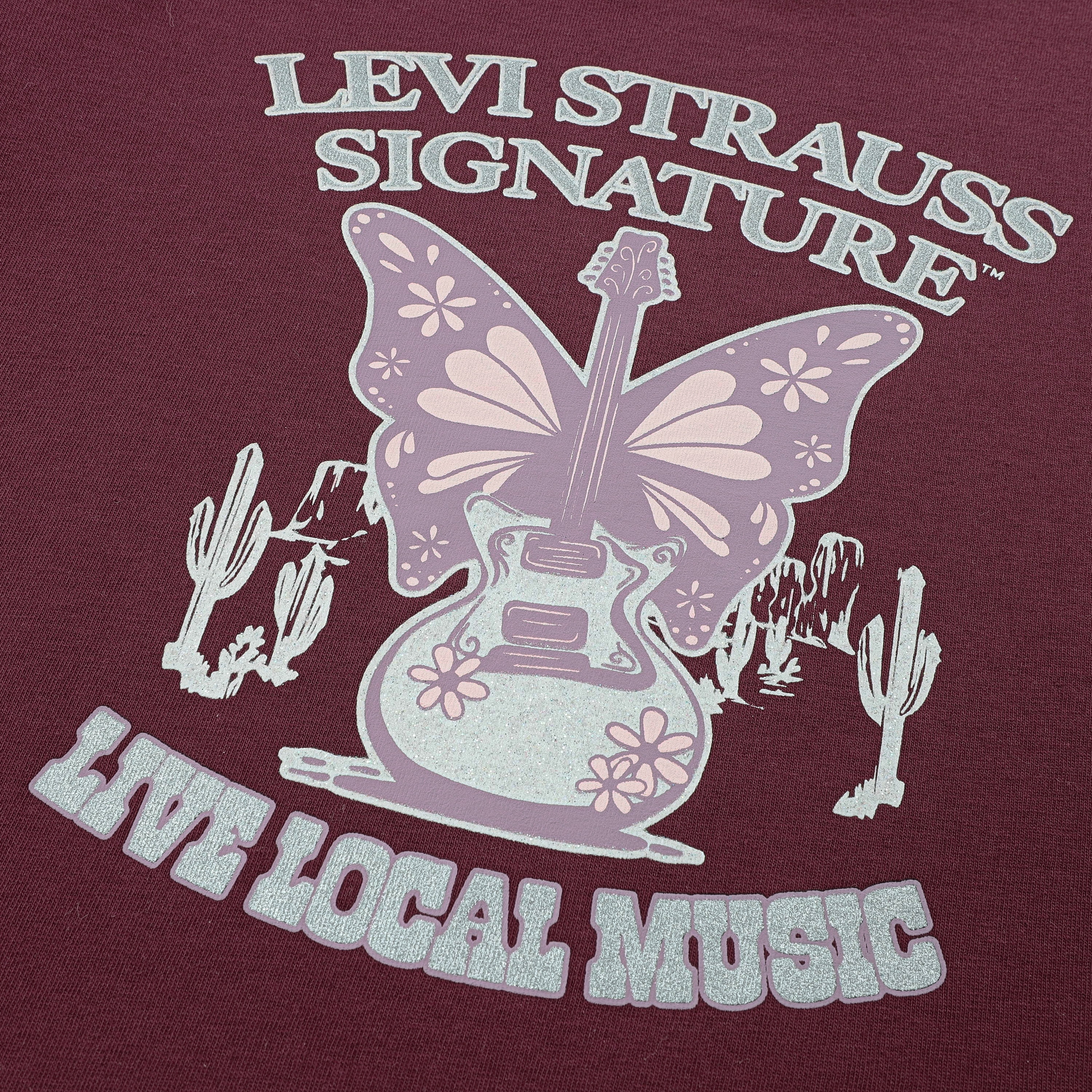 Levi Strauss Signature Girls Long Sleeve Two-fer Graphic Tee, Sizes 4-16