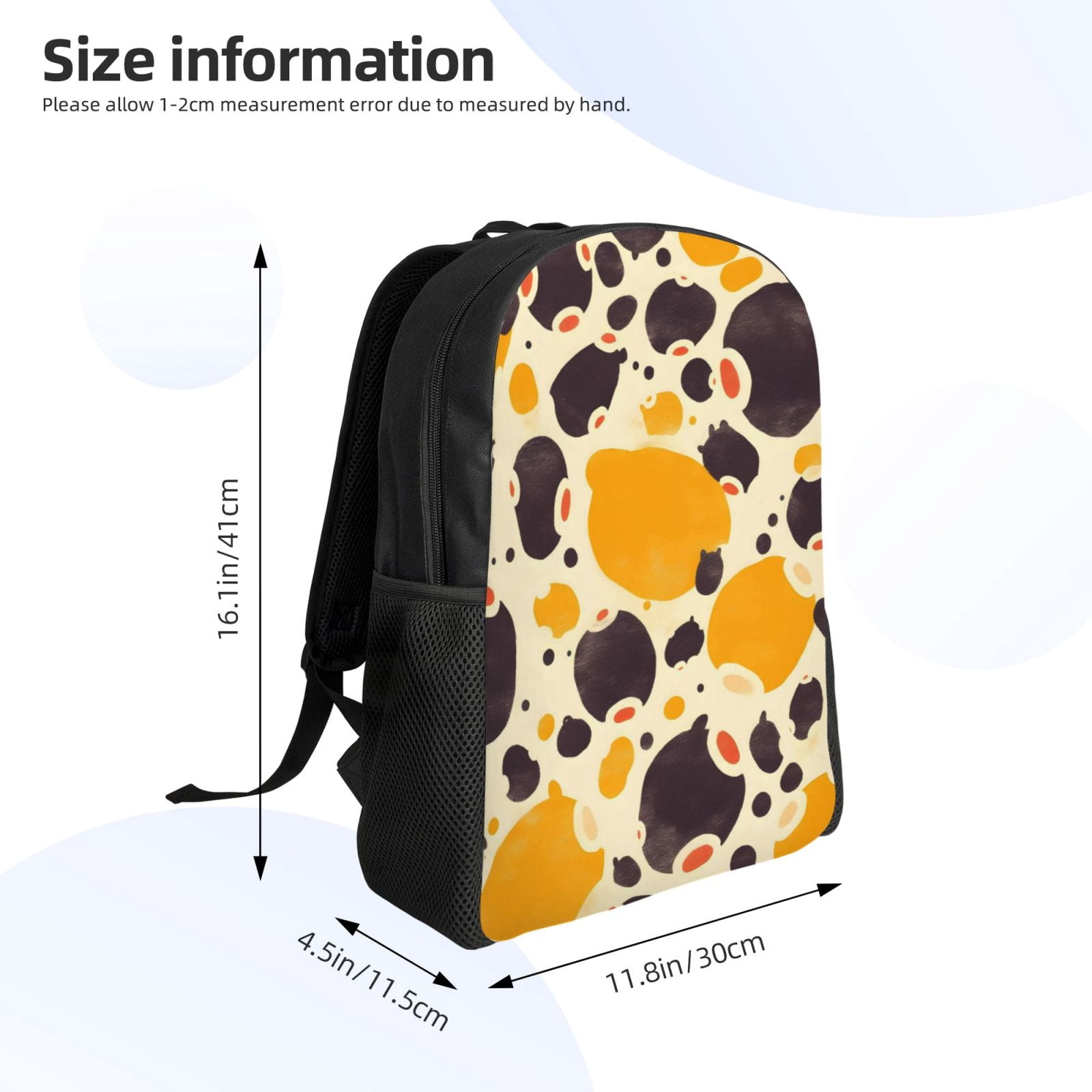 Single Side Full Backpack 16.1×11.8×4.5in Large Capacity Breathable Shoulder Belt Leisure Simple And Strong Bearing Capacity Milk Cow Print Style Sienna_3