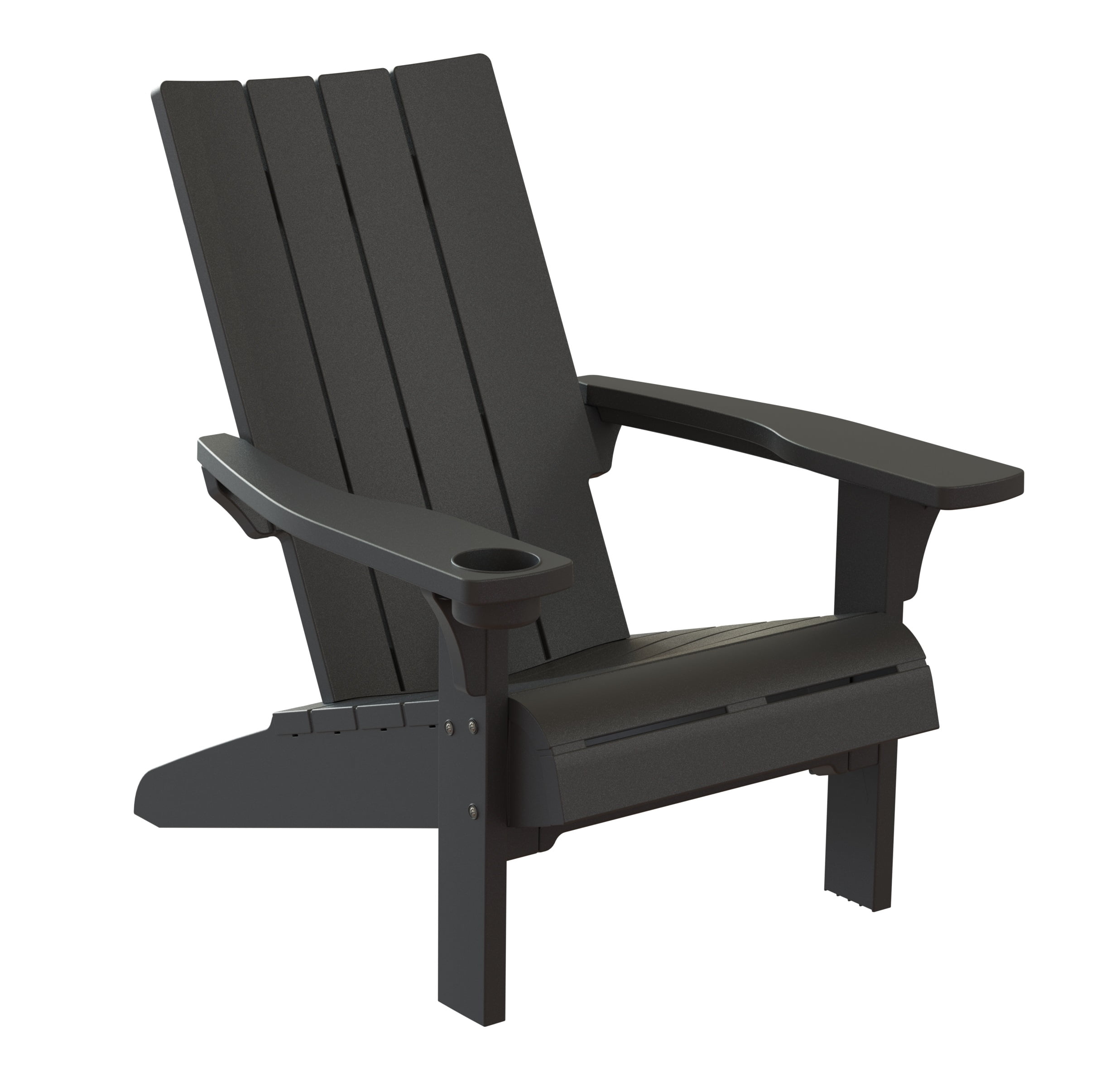 Keter Modern Adirondack Resin Outdoor Furniture Patio Chairs with Cup Holder-Perfect for Beach, Pool, and Fire Pit Seating, Grey