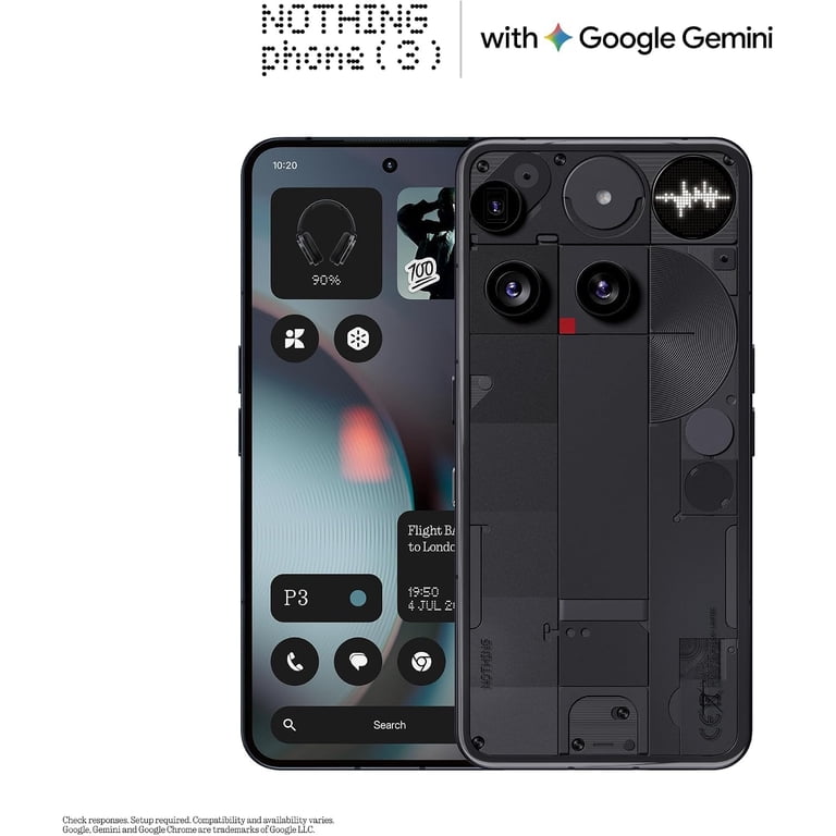 スマートフォン本体 Nothing Phone (3) Black Nothing Phone 3 5G Unlocked Phones Transparent Design, Glyph