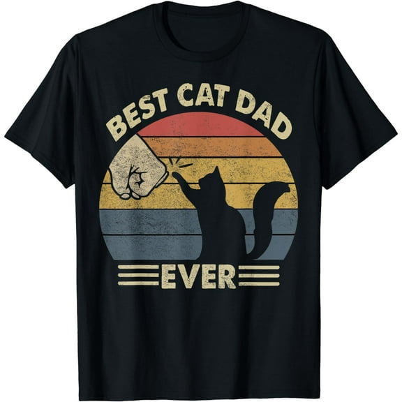 Black Cat T Shirt Best Cat Dad Ever Vintage Retro Funny Mens T-Shirt
