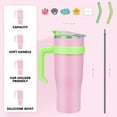 thumbnail image 5 of 40oz Tumbler with Handle & Straw Lid - Perfect Reusable Stainless Steel Water Bottle Travel Mug for Iced Coffee & Tea Great Gift for Women, 5 of 7