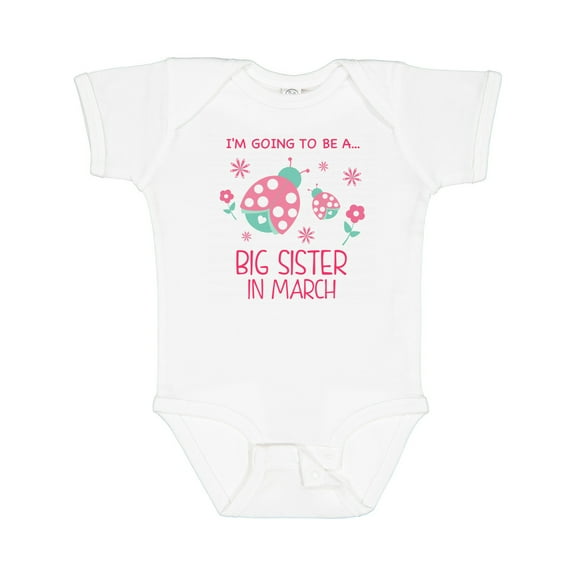 Inktastic I'm Going to Be a Big Sister in March Girls Baby Bodysuit