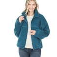 thumbnail image 2 of Women's Drawstring Hem Zipper Front Mock Neck Fleece Cotton Candy Sherpa Jacket with Pockets, 2 of 6