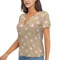 thumbnail image 2 of Zufioo Egg and Avocado for Women's Deep V-neck Short-sleeved T-shirt, Top with Short Sleeves - with Stainless Steel Buckle, Moisture Wicking, Ideal Home Wear-Small, 2 of 9