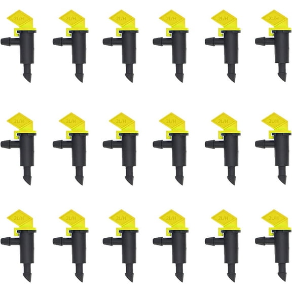 200 Pack 1/2GPH Drip Emitter Irrigation Drip Emitters Garden Flag Irrigation Dripper 2L/H Emitter Sprinkler Drippers for 4mm/7mm Hose for Home Garden Lawn(Yellow)