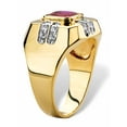 thumbnail image 2 of PalmBeach Jewelry Men's 1.78 TCW Square-Cut Simulated Ruby, Blue Spinel and Cubic Zirconia Octagon Ring Gold-Plated, 2 of 5