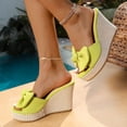 thumbnail image 2 of Womens Wedge Sandals Suede Bowtie Peep Toe Slip on Platform Heels Casual Nonslip Arch Support Summer Mules Slides Yellow Size 7.5, 2 of 8