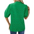 thumbnail image 5 of UVN Summer Blouses for Women Short Sleeve Shirts Ladies Hollow Out Lace Blouse V Neck Dressy Casual Tops, 5 of 9