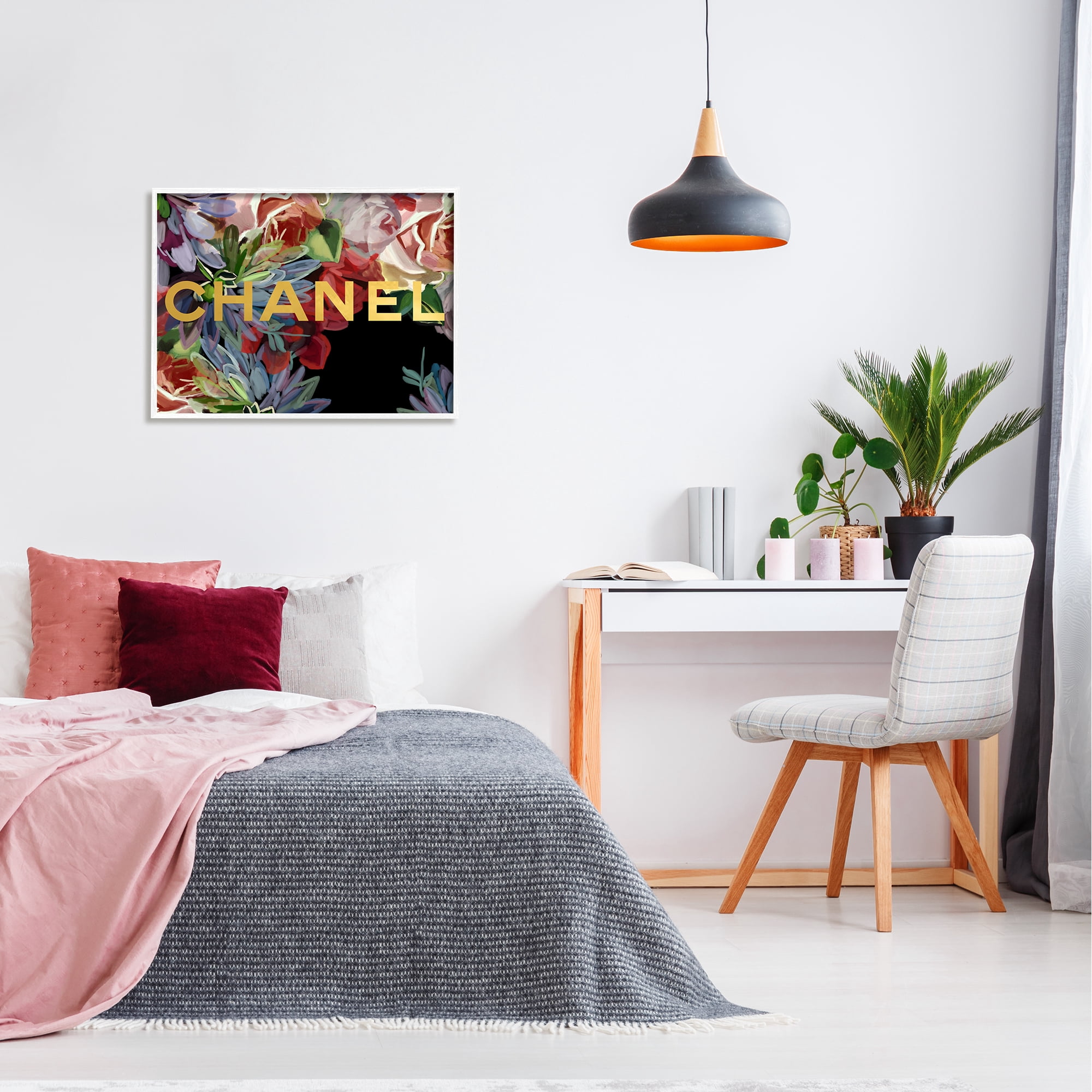 Stupell Industries Flower Patterned Glam Brand Botanical & Floral Painting White Framed Art Print Wall Art, 30 x 24