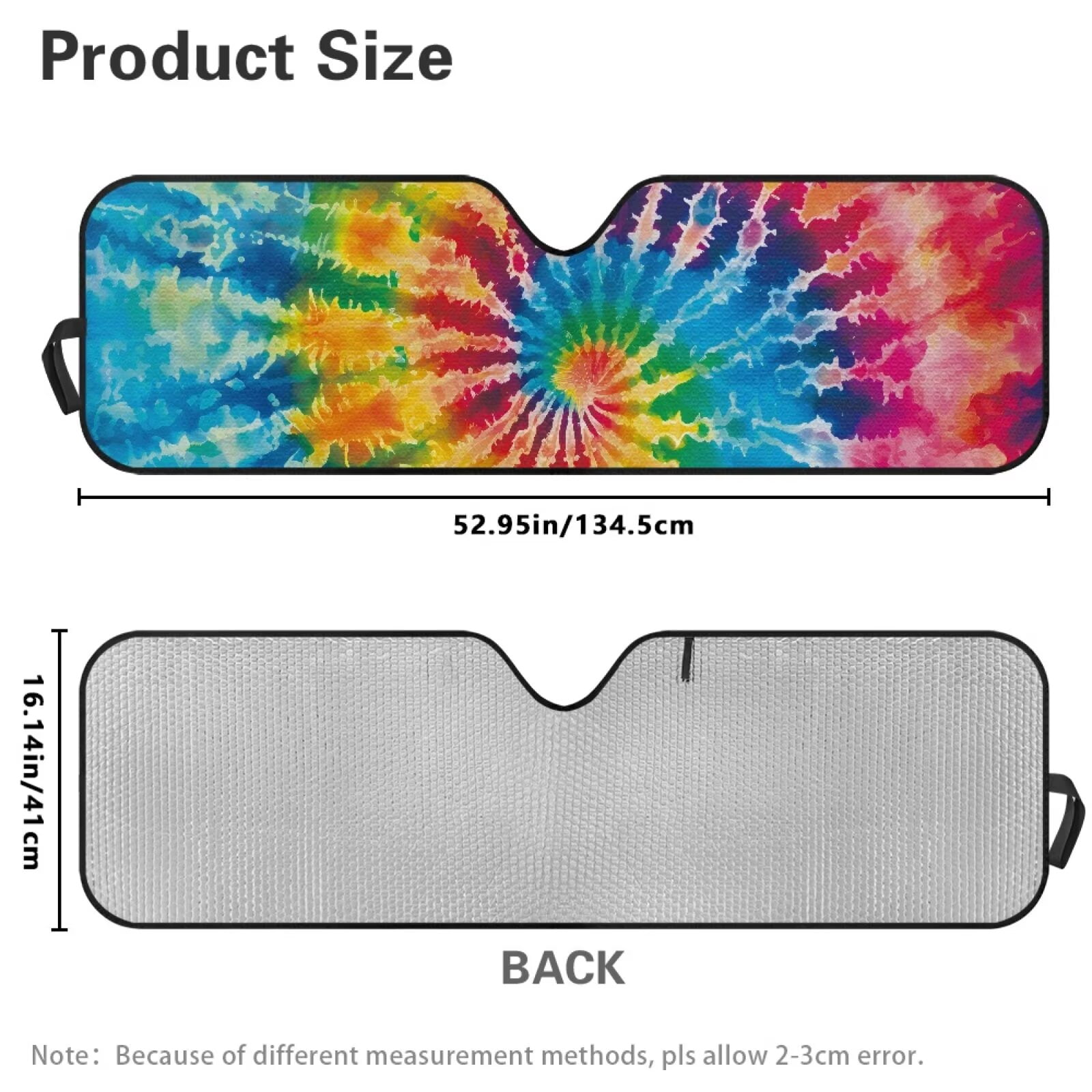 Uorisanigo Windshield Sun Shade for 2007-2023 Wrangler Rubicon Sahara TJ JK JKU 2 & 4 Door - Colorful Tie Dye Sunshade Compatible with Jeep Foldable Front Window Sun Visor Block UV Rays