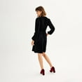 thumbnail image 2 of Women's Draper James Long Sleeve Belted Velvet Dress Color: Black Multi Size: LARGE, 2 of 4