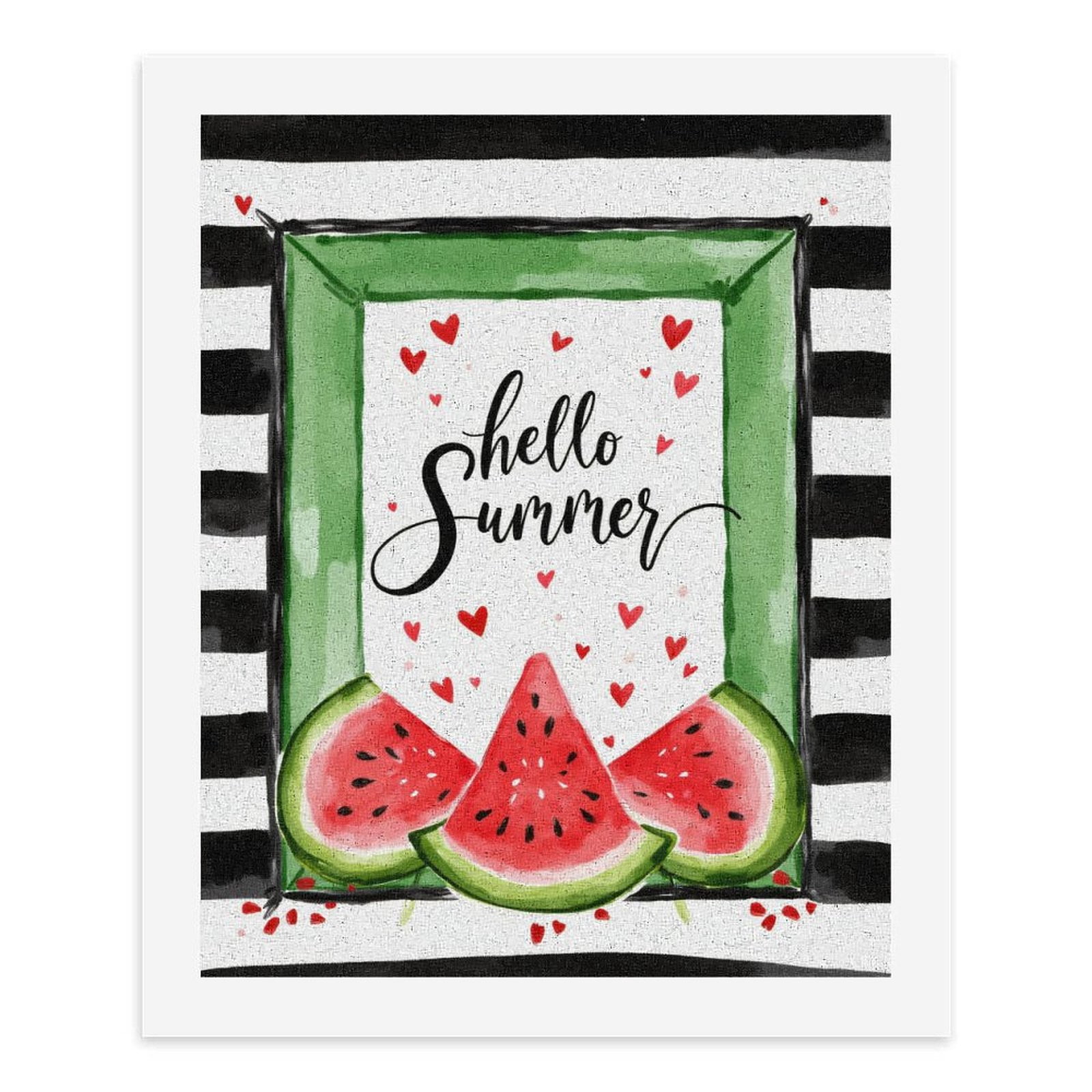 Paint By Numbers Kit for Adults Beginner - DIY Watermelon Summer Art Stripes Hearts Canvas Painting Kits for Adults, Frameless Paint By Number for Adults for Home Wall Decor 16x20 Inch