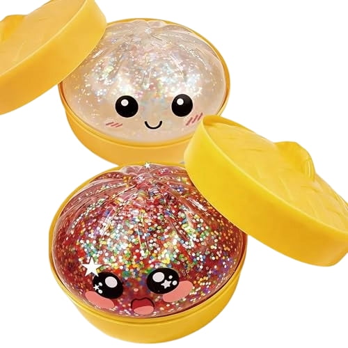 2Pcs Dumpling Squishies Fun Glitter Dumpling Fidget Toys Stress Relief Squeeze Balls Sensory Toys for Boys Girls Christmas Stocking Stuffers
