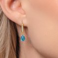 thumbnail image 3 of Gem Stone King 10K Yellow Gold London Blue Topaz and Lab Grown Diamond Earrings for Women | 1.95 Cttw | Gemstone November Birthstone | Pear Shape 8X5MM, 3 of 6