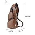 thumbnail image 4 of Gustave Sling Bag for Men Chest Shoulder Backpack Waterproof Leather Crossbody Bag with USB Charging Outdoor Hiking Travel "Light Brown", 4 of 11