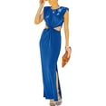 thumbnail image 3 of SAYOO Vestido de Verano para Mujer con Abertura Larga 2022, Color sólido Liso Sin Mangas con Cuello en O Irregular Dividido Vestido Hueco, Fiesta de Verano para Mujer/Club/Bar Estilo Trajes Largos SAYOO  casual, 3 of 4