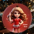 thumbnail image 4 of Cartoon Cheerleader with Red Uniform Christmas Ornament Cheerleading Competition Cheer Girl Gift Double-Sided Printed 3" Ceramic Christmas Ornament Xmas Tree Decoration Gifts, 4 of 8