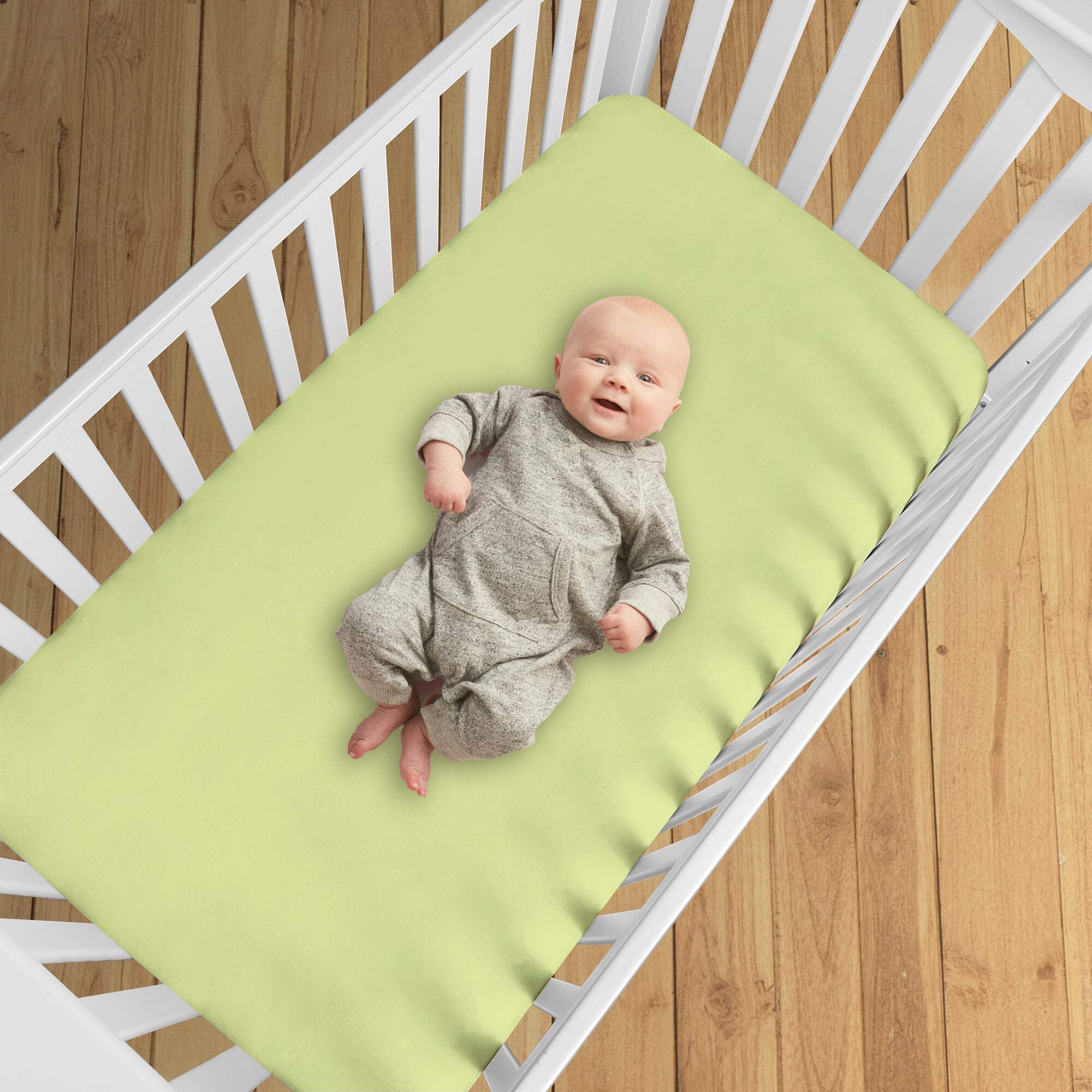 BreathableBaby All-in-One Fitted Sheet Waterproof Cover, For 52" x 28"/132 x 71 cm Crib Mattress, Lime (2-Pack)
