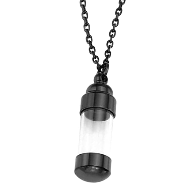 Collar con colgante de cremación, urna conmemorativa, joyería de recuerdo, cenizas colgantes desmontables Negro