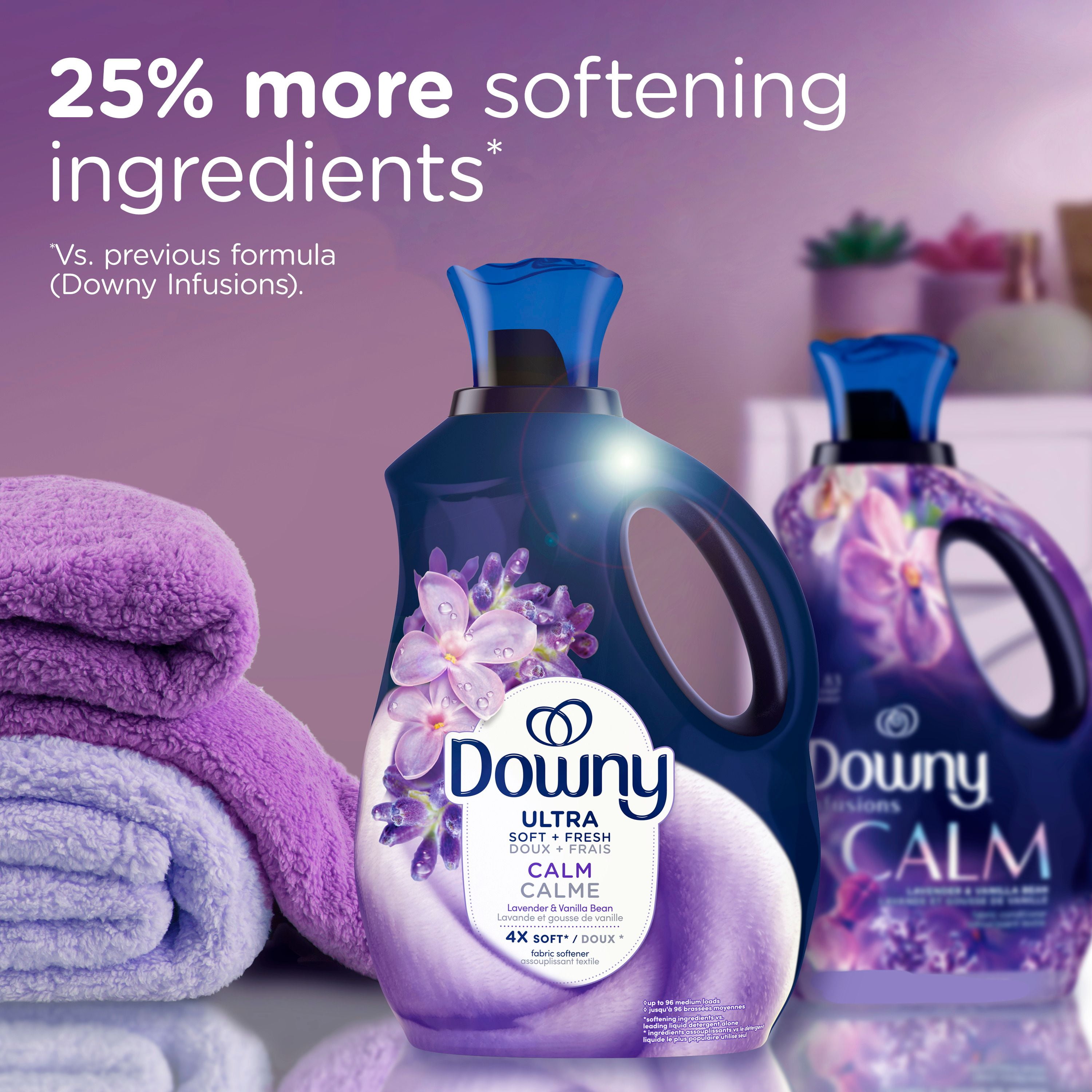 Assouplissant textile liquide Downy Ultra doux et frais, Calme, parfum Lavande et gousse de vanille, assouplissant textile Downy, assouplissant pour la lessive